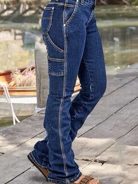 Women’s XS Dark Blue Flamingals Work Jeans